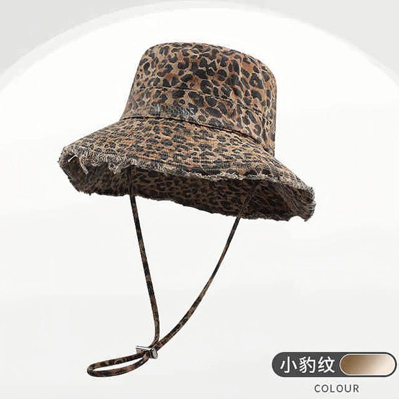 Leopardenmuster Hot Girl Fransenrand Bucket Hat Trendy Vielseitig Outdoor Faltbarer Sonnenhut