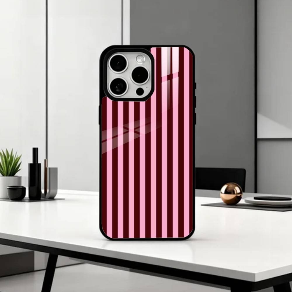 B-Burgundy White Stripe Phone Case For iPhone17,16,15,14,13,12,11 Plus,Pro Max Magnetic For Magsafe Wireless Charging
