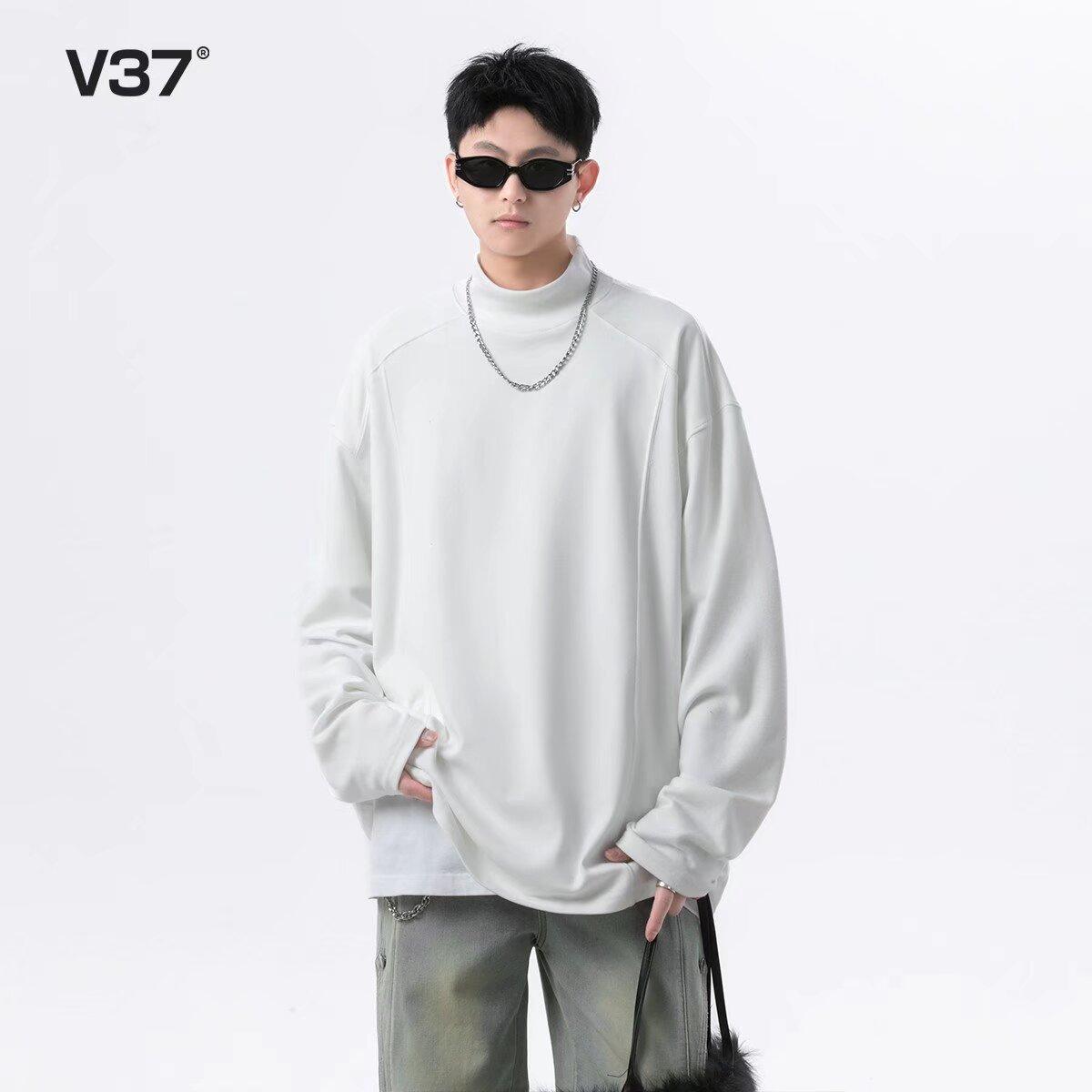 

Водолазка свитшот для мужчин весна осень 2025 новый корейский стиль свободный крой универсальный повседневный однотонный топ с длинным рукавом базовая рубашка унисекс 3XL белый