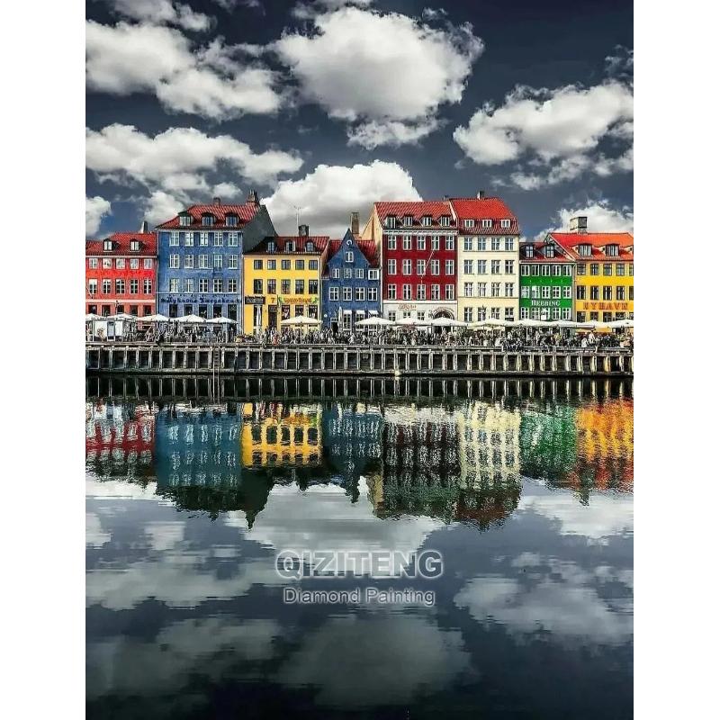 Floral Landscape 5D DIY Diamond Painting Kit City Street Scene Diamond Embroidery Painting Full Drills Mosaic Home Decor Gifts