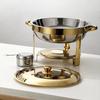 Alcohol Stove Large Capacity Circular Gold-plated Insulated Heating Furnace Hotel Restaurant Stainless Steel Buffet Stove