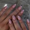 Polka Dot French Wearable Short Almond Fake Nails - Nail Art Tips
