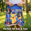 Pikachu Print Drawstring Backpack Kids PE School Sports Bag Cartoon Travel Storage Sack Children Birthday Party Gift