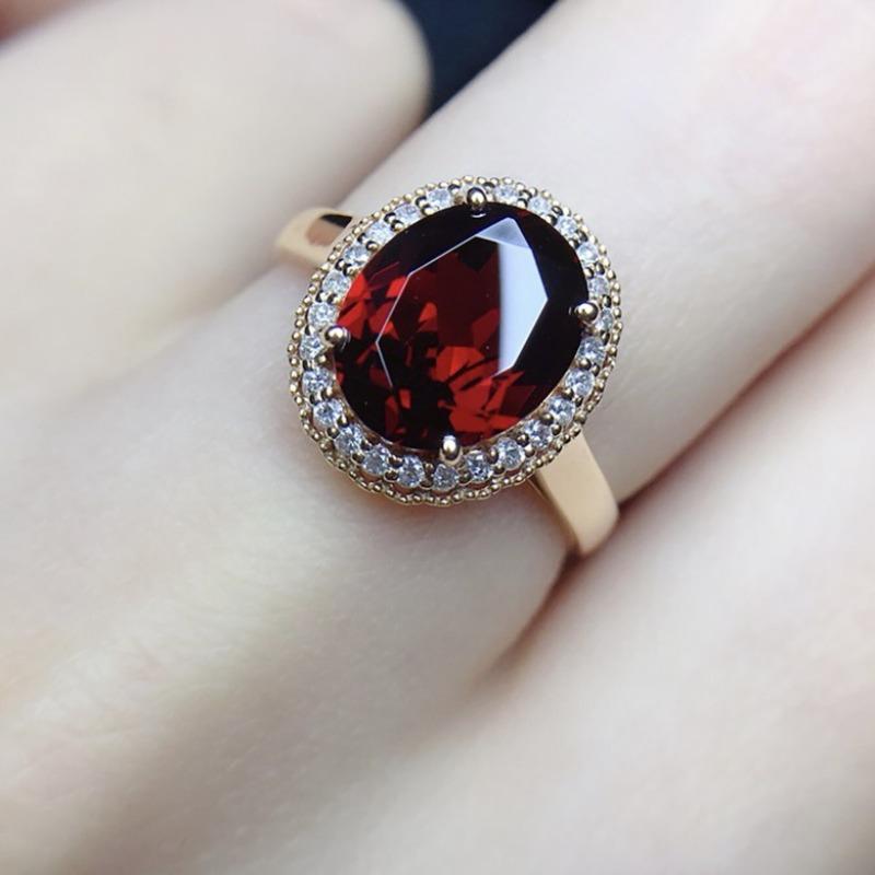Nuovo Anello da Donna 2026 in Oro 24K con Zircone Rosso Melograno Gioielli