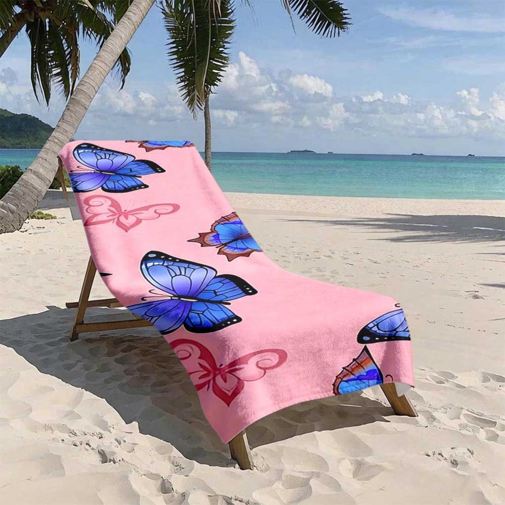 1pc Butterfly Print Beach Towel, quick-drying & portable. Soft unisex towel for swimming, camping, beach and pool use