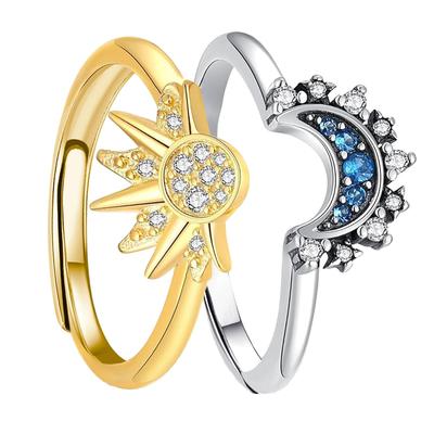 Sonne und Mond Partnerringe Set für Paare Liebende Frauen Teenager Mädchen Beste Freunde Geburtstag Valentinstag Himmlischer Schmuck Geschenke