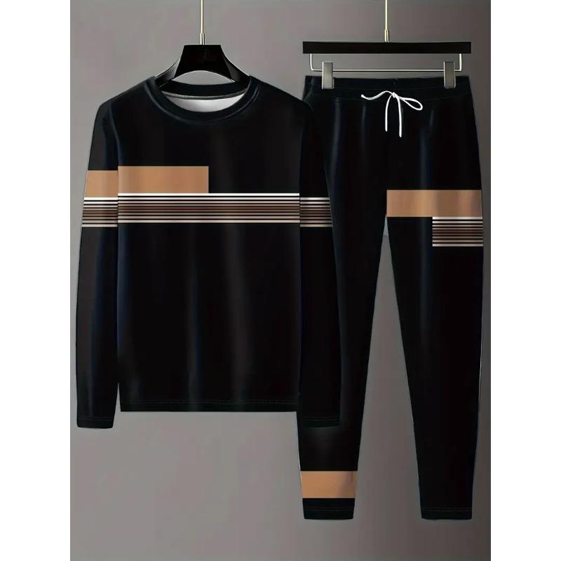 

Vintage Tracksuit Spring Oversized Set Print Long Sleeved T-shirt+Trousers Jogger Sportswear Casual Streetwear 2 Piece Suit 4XL