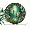 VANRISEN Vintage Fairy Forest Round Metal Tin Sign Fantasy Animal Plant Wall Art Kids Room Garden Porch Decor