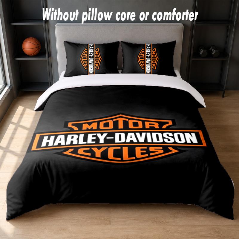 Set Biancheria da Letto Design Harley-Davidson 1 Copripiumino + 2 Federe Morbido Traspirante Biancheria da Letto per la Casa