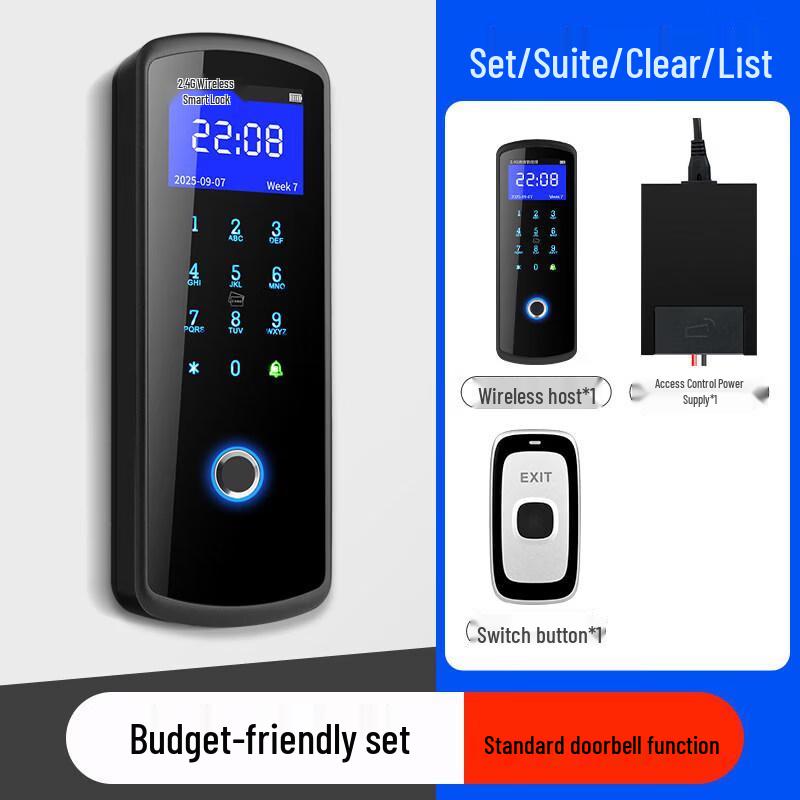 

ZUCON 2.4G Wireless Fingerprint Password Access Control System for Glass Doors CN plug (adapter included)
