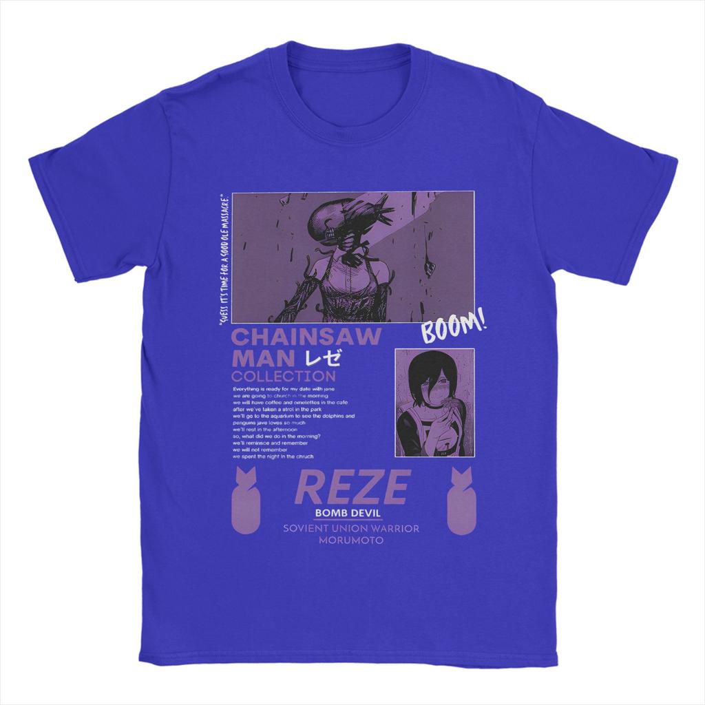 Chainsaw Man Reze T Shirts Men Women 100% Cotton Funny T-Shirt Round Collar Anime Movie Tee Shirt Short Sleeve Tops 4XL 5XL