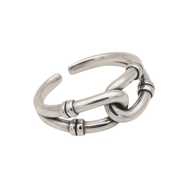 Ins Korean Unique Inspired S925 Silver Geometric Ring For Women With Charm Minimalist
