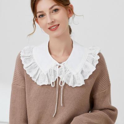 Cotton White Shirt Detachable Collar Shawl Doll Dickey Lace Fake Collar Tie Women Girls Shirt Sweater Lapel Capelet