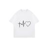 Oversize T-shirt Czarny Z Nadrukiem Tętna i Serca Codzienne Ubranie Dla Kobiet Letni Strój Streetwear Moda Top