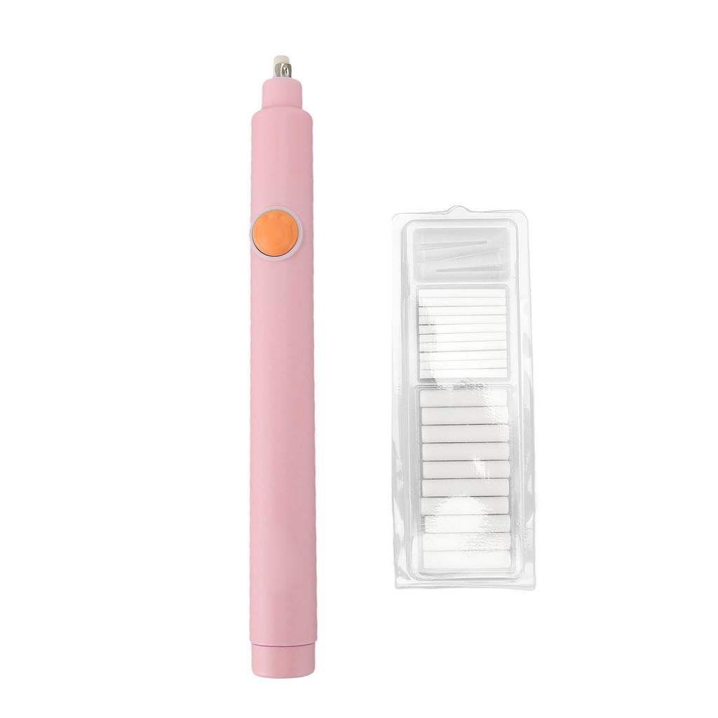 Elektryczna gumka do mazania Łatwa obsługa Regulowana długość Zasilana bateriami AAA Elektryczna gumka do ołówków z 20 zapasowymi wkładami Różowa