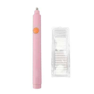 Electric Eraser Easy Operation Adjustable Length AAA Battery Powered Electric Pencil Eraser with 20 Refills Roseate