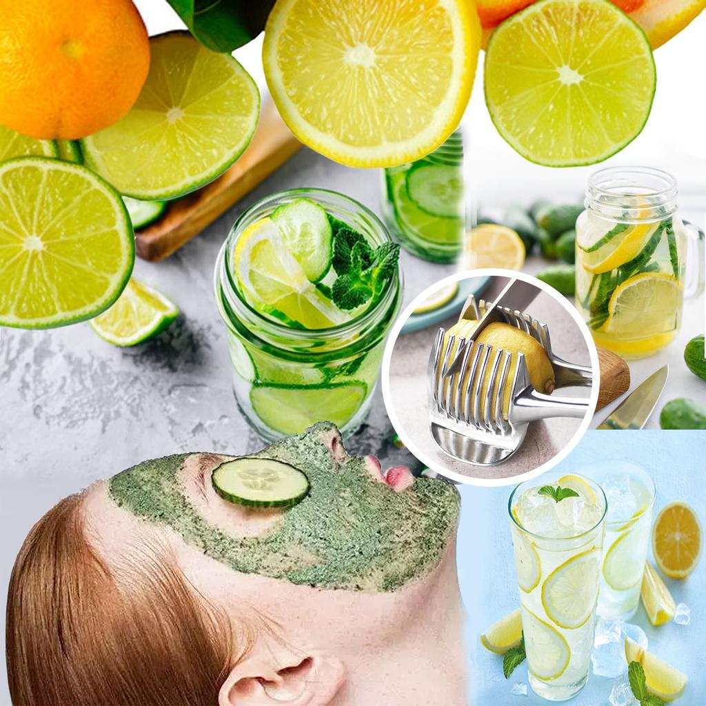 Round Fruit Cutter Holder for Lemon Tomato and Kitchen Tools and Cutting Multi-purpose Cutters, Slicers, Oranges, Onions, Eggs, Vegetables. Aids.