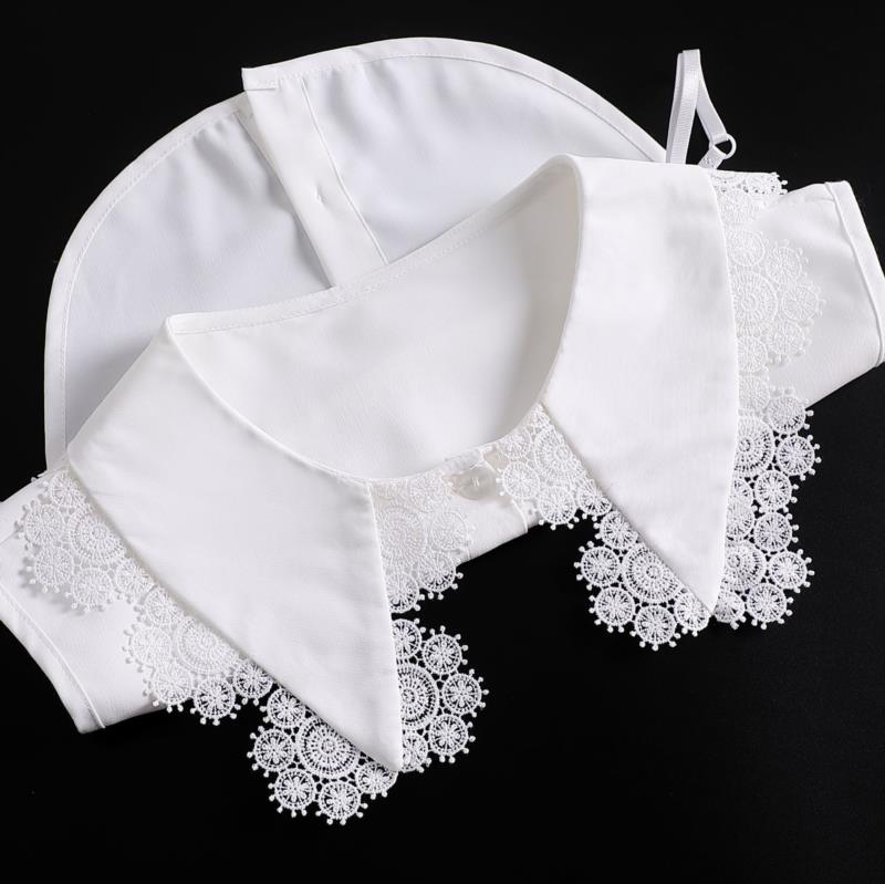 Perfect Match Embroidery Fake Collar Women Lace Detachable Lapel Collar Shirt Top Tie White Ruffles False Collar Woman Removable False Blouse