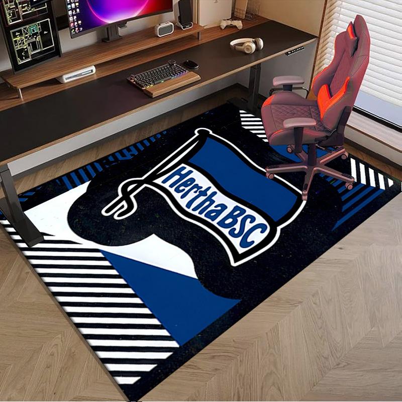 Tappeto Area con Stemma Hertha Bsc Berlin, Tappeto per Ufficio, Tappeto per Sedia, Tappeto Decorativo Salotto Camera da Letto, Tappetino Grande Formato Regali per Fan Regali di Natale