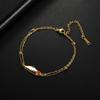 Verstellbares Kettenarmband, zweilagiges Edelstahl-Armreif mit geometrischem Anhänger - Schiebeschließe, Unisex-Schmuck, 15-19 cm, Gold-/Silberfarben