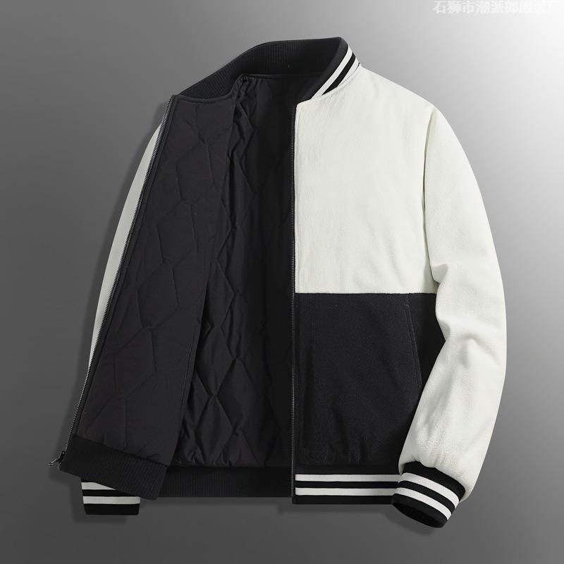 High-end Men's Autumn and Winter Double-sided Cotton-padded Clothes, New Business Baseball Collar Jacket, Casual Jacket, Large-size Cotton Clothes.