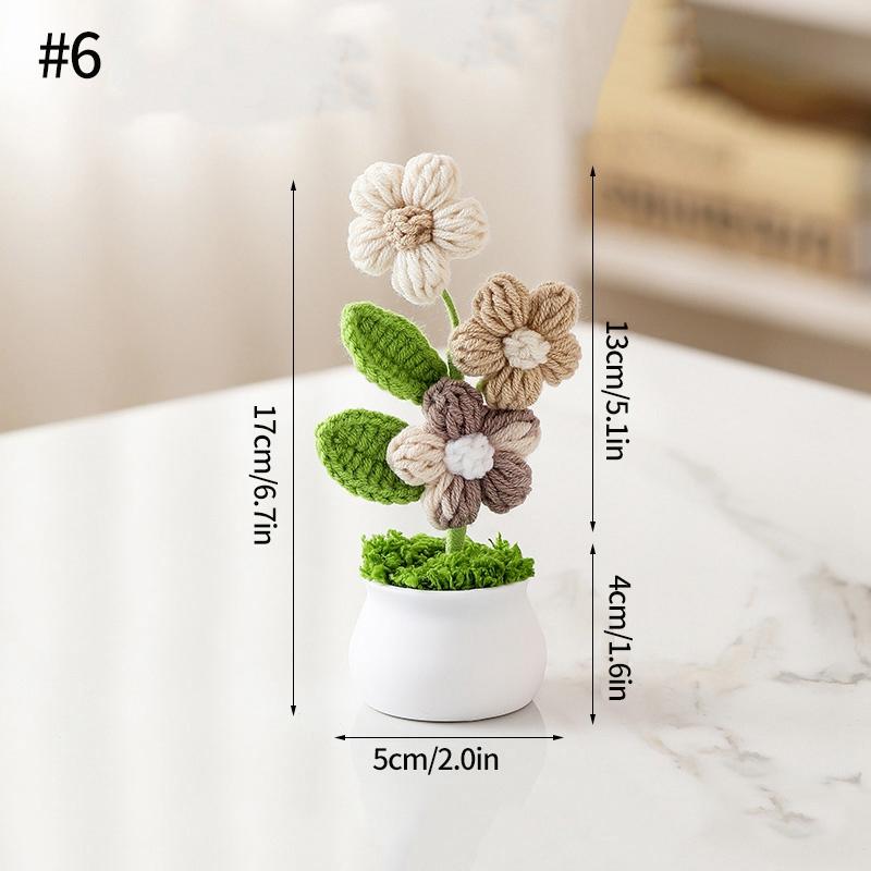 

В’язання гачком ручної роботи Маленькі рослини в горщиках Мила імітаційна квітка Інтер’єр автомобіля Прикраса офісного столу Штучні квіти Подарунки