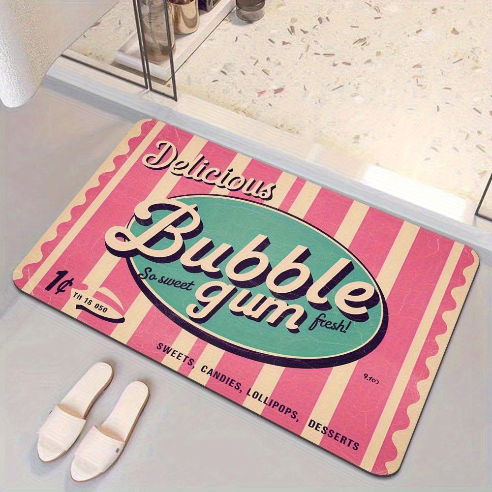 1pc Door Mat, Quick-Dry, Non-Slip Floor Mat Delicious Bubble Gum Design - Machine Washable, Soft Home Decor, Bathroom, Kitchen, Living Room, Bedroom
