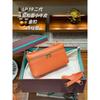 19cm Top Grain Leather Crossbody Bag Small Box Cosmetic Gold Clasp