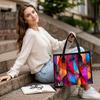 Colorful Stained Glass Pattern Tote Bag Fashion Casual Large Capacity Portable Daily Handbag for Women