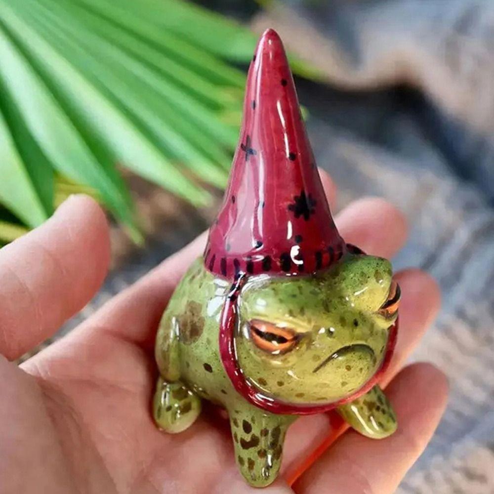 Small Cute Frog Statue Cartoon Resin Animal Ornament Funny Little Frog Statue  Bonsai