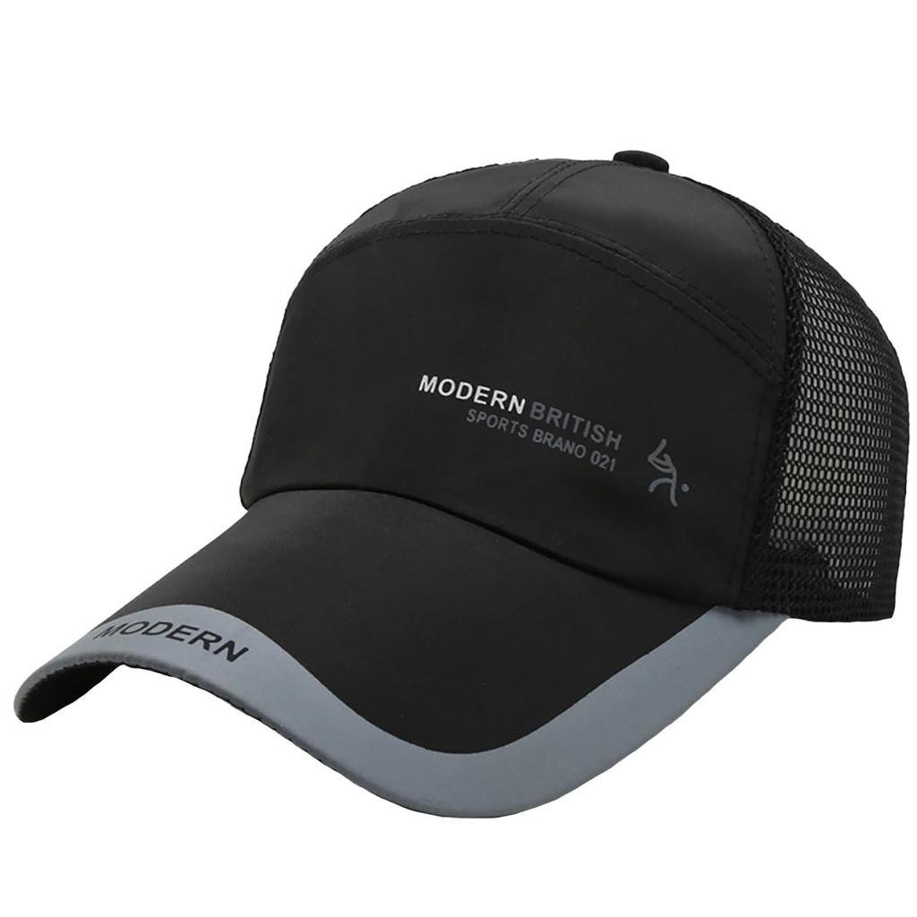 White Fang Hat Cap Breathable Mesh Sports Outdoor Duckbill CZA505 Men's Women's (Black)