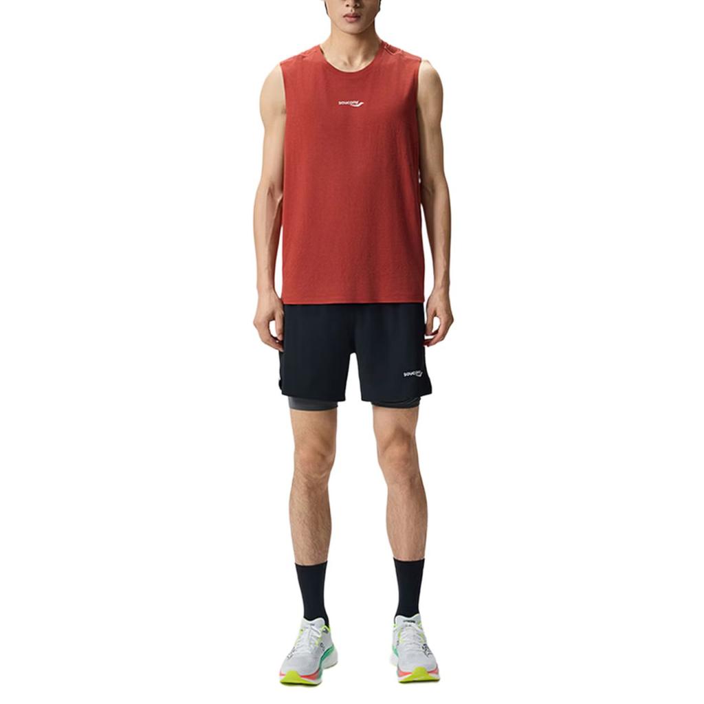 SAUCONY Minimalist Comfortable Lace-Up Fake Two-Piece Running Shorts Men Shorts SA2260DP62T-BK001