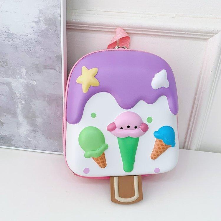 

Childrens Cartoon Ice Cream Backpack With Oxford Fabric For Kindergarten Kids фиолетовый