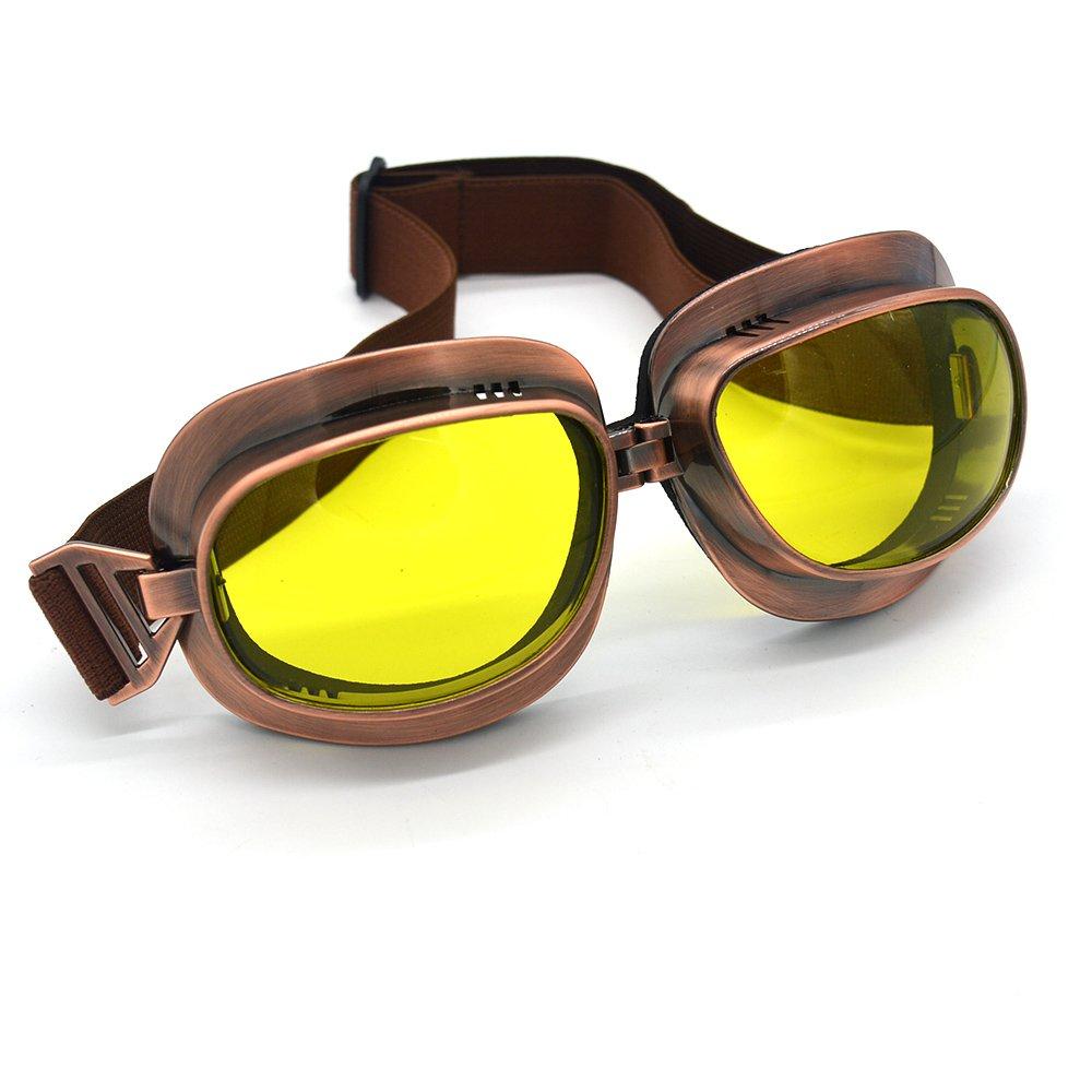 Evomosa Retro Motorcycle Vintage Pilot Sports Motorcycle Helmet Goggles Goggles, Goggles, Eyewear, Glasses, Motocross, Off-Road, ATV, Snowboard, Ski,
