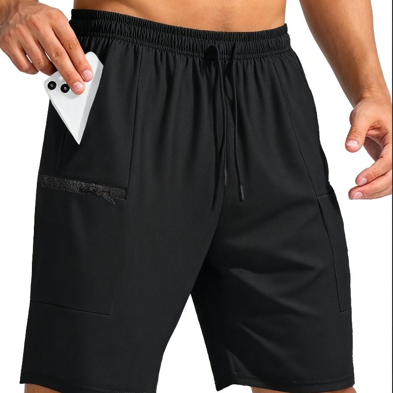 Herren Schnelltrocknende Leichte Wander-Shorts mit Reißverschlusstaschen - Feuchtigkeitstransportierende Gym Lauf-Outdoor-Sport-Shorts