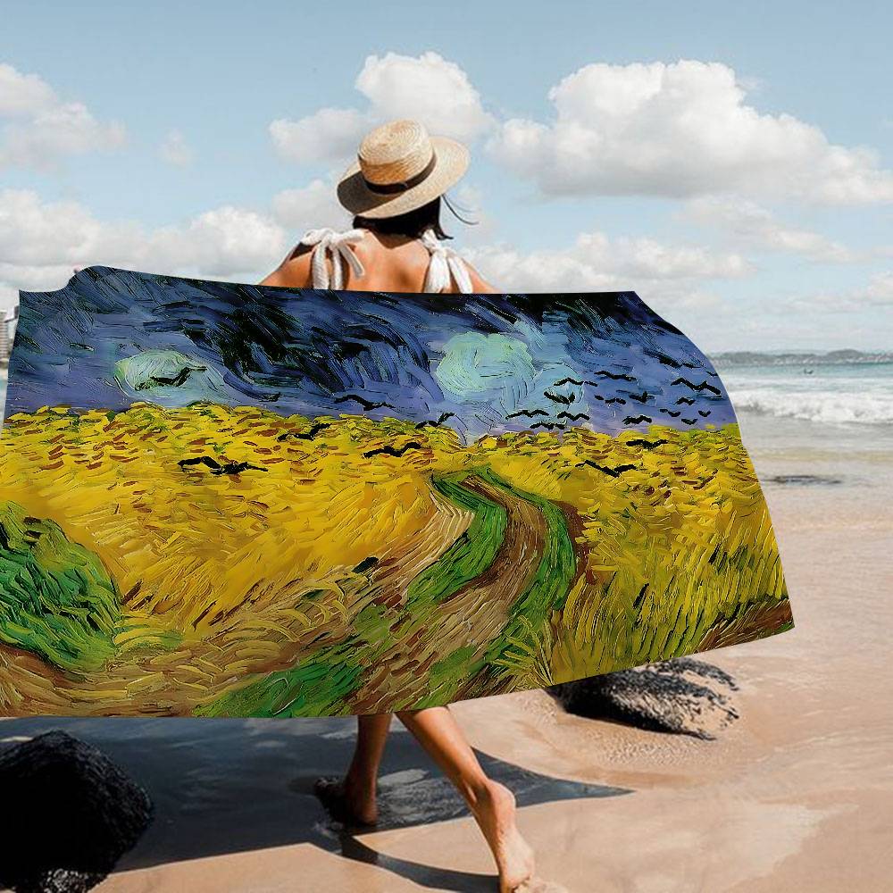 Starry Night Van Gogh Art Anime Beach Swimming Towel Soft Absorbent Washcloth Children's Gifts For Kids Travel Camping Gym