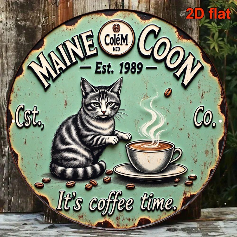 Metal Cat Wall Decor Tin Sign Gift For Friend 15x30cm Vintage Home Art
