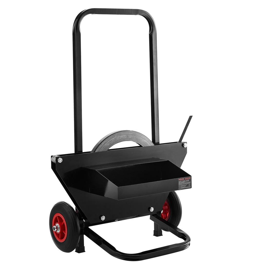 Banding Strapping Cart, Fit for Steel Strapping Coils with 600 mm Core Outer Size, Heavy Duty Strapping Dispenser with Rubber Wheels, Suitable for