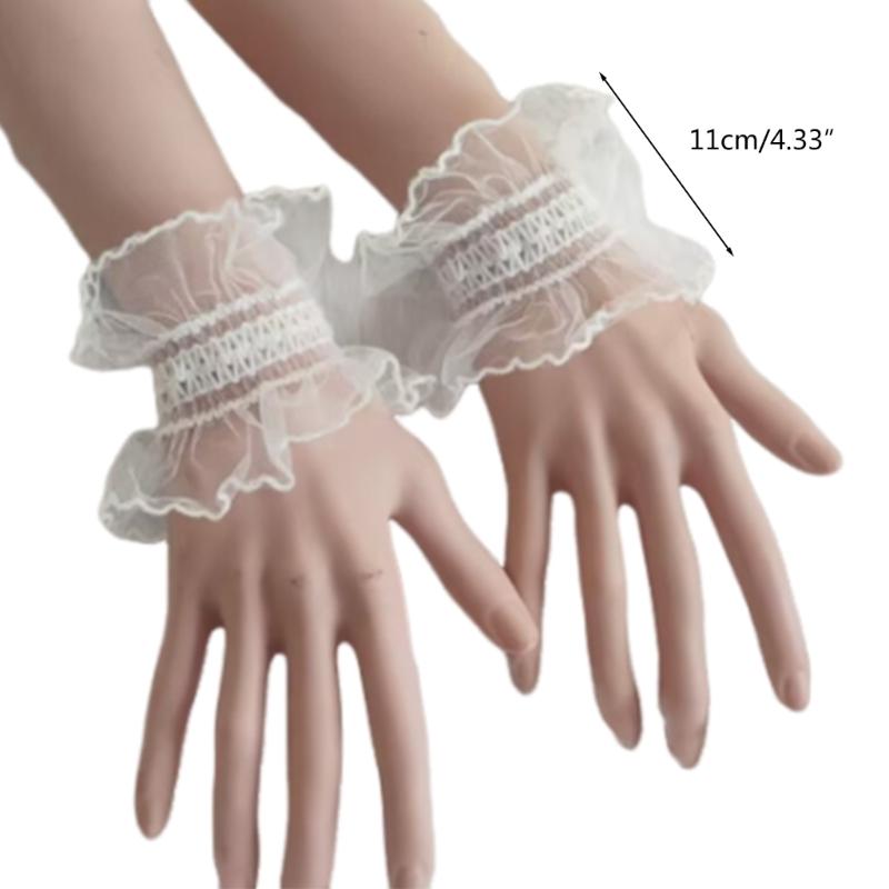 Cosplay Maid Elastic Decorative Wrist Cuffs All-match Detachable Cuffs for Girls