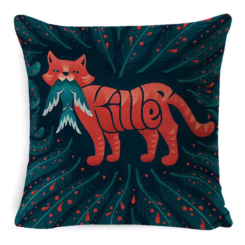 New Pillow Linen Wild Nature Animal Car Lumbar Pillow Pillow Case Office Lumbar Pillow Home Pillow