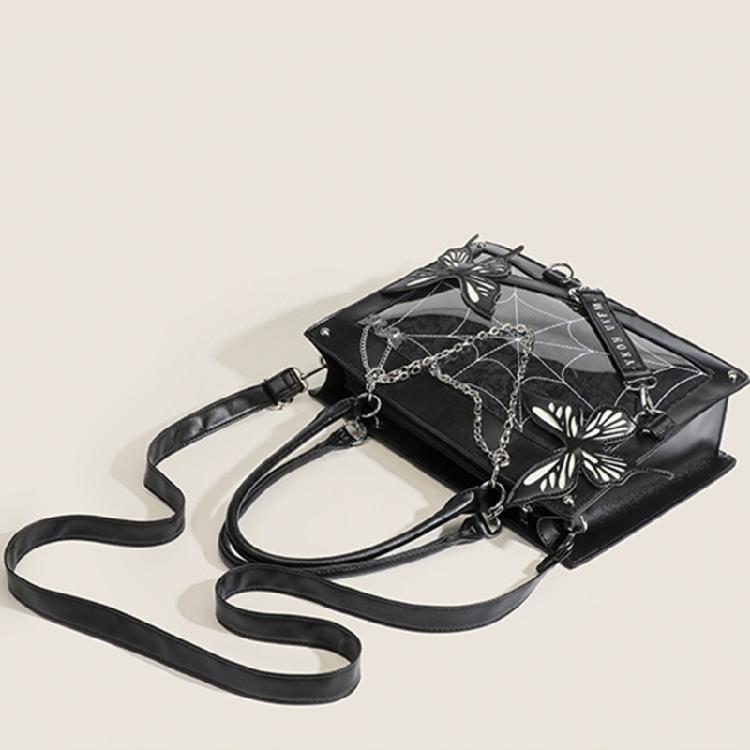 Punk Style Messenger Bags Halloween Gothic Butterfly Spiders Net Tote Bag