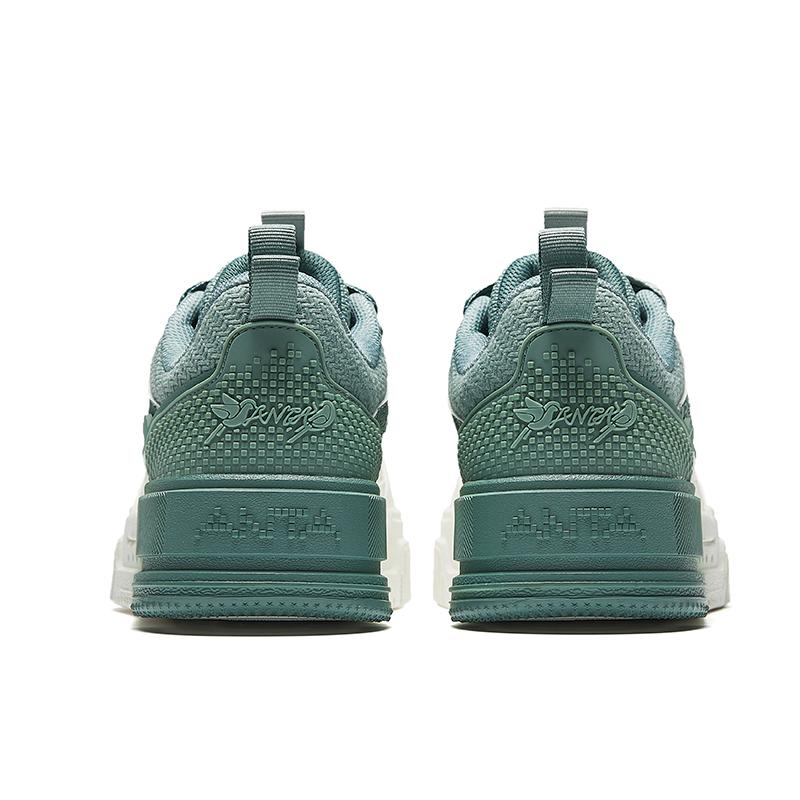 Anta Micro Sugar Bread Shoes Couple Color Matching Fashion Casual Wear Durable Lightweight Low-Top Skate Shoes Men Sneakers White Green 912348001-7