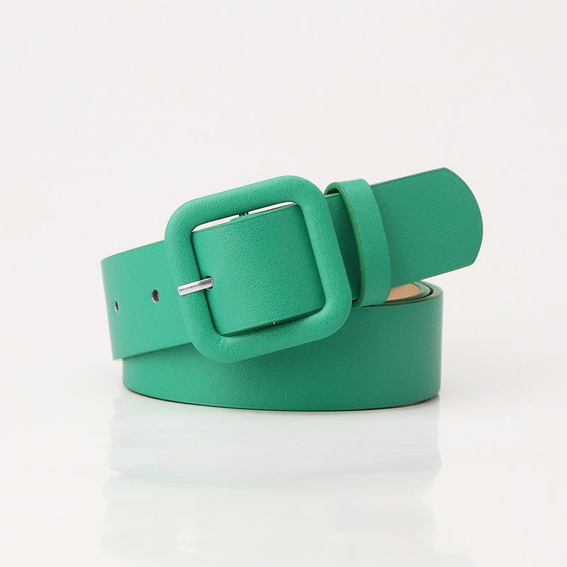 

Elegant Women s Candy Color Square Buckle Leather Belt: Stylish and Versatile Accessory зелений