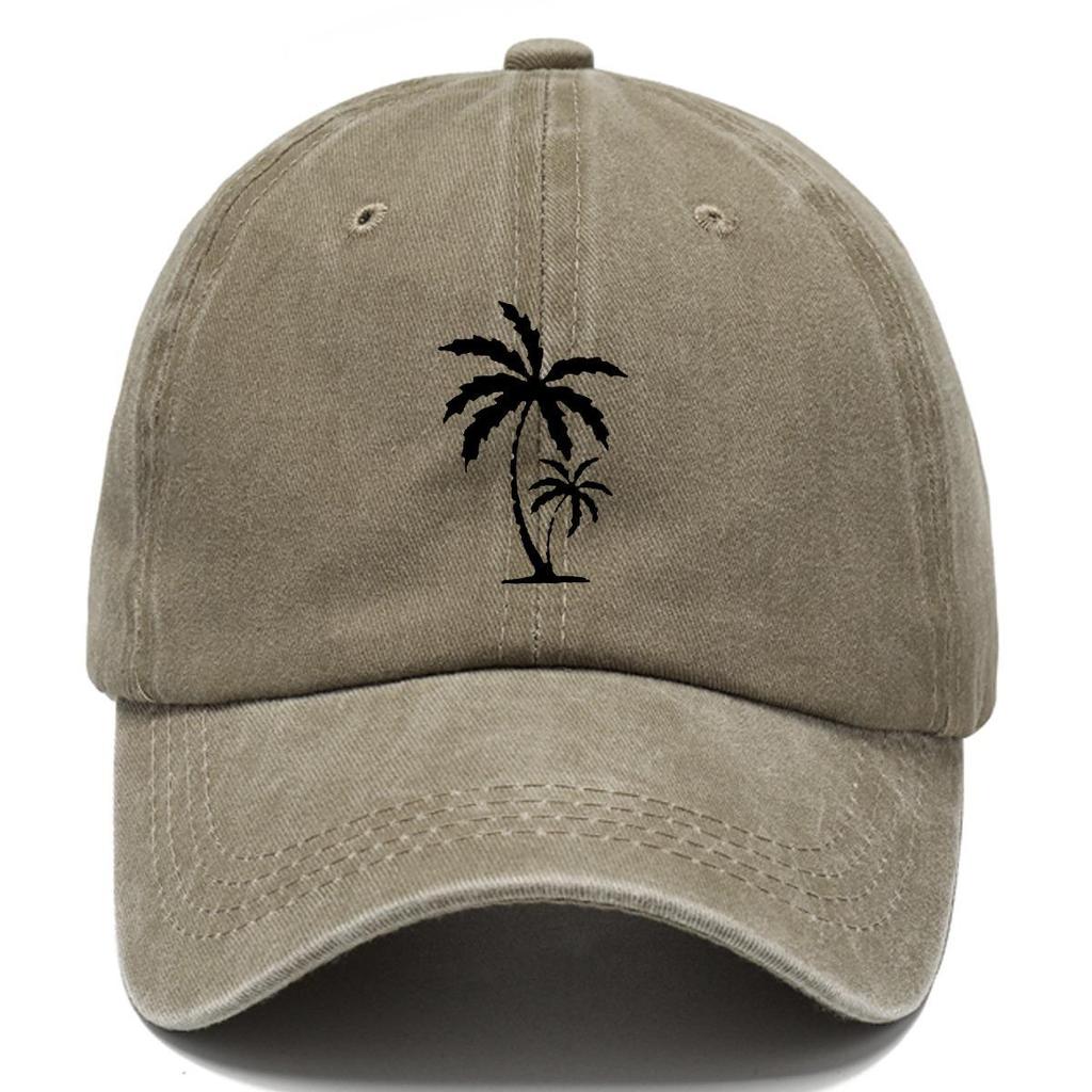 Men's Retro Distressed Washed Cotton Baseball Cap - Soft Top Duckbill Hat with Print