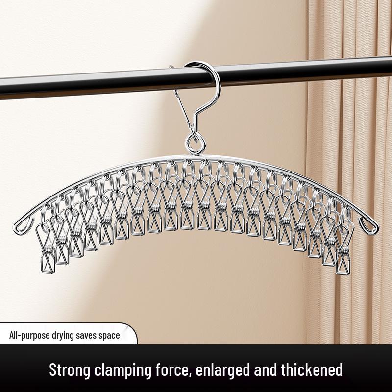 Séchoir à chaussettes et vêtements en acier inoxydable résistant au vent avec pinces