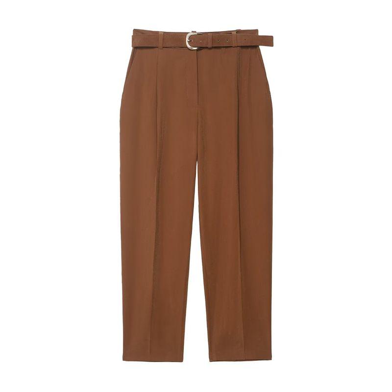 

Araltay New Arrival Fashion Style Women s Clothing Fashion All-Match Casual Minimalist with Belt Drape Pants 9929090 Brown L