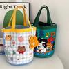 Przenośna Urocza Torba Wiaderko Graffiti ze Wzorem Zwierząt Ins Drukowana Cylindryczna Torba Płócienna Torba Bento Ręczna Torba na Lunch