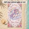 Unicorn Theme Soft Beach Towel Personalized Custom Name Text Towel Portable for Beach Pool Travel