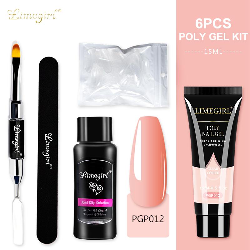 

Набор гелей для наращивания ногтей Limegirl, прозрачный камуфляжный цвет, форма кончика ногтей, кристаллический УФ-гель, кисть для нарезки ногтей, гель для наращивания ногтей