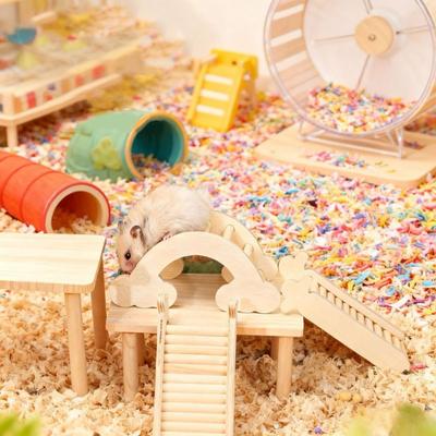 Decorative Wooden Hamster Ladder Wood Wave Shape Hamster Suspension Bridge Animals Cage Ladder Hamster Climbing Ladder for Cage